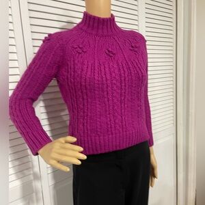 Sezane Magenta Turtleneck Sweater